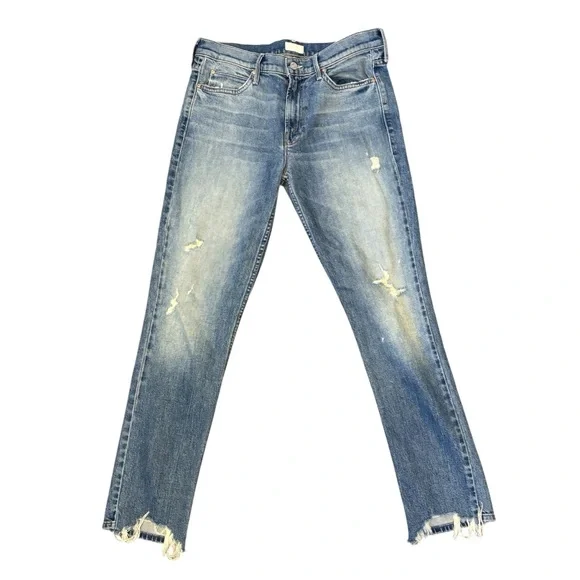 MOTHER Denim The Flirt Fray Midrise Medium Wash Jeans Size 29 - Picture 2 of 7